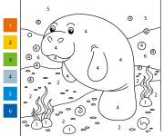 Coloriage Lamantin aimable num&eacute;rot&eacute;