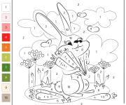 Coloriage Lapin aux carottes par num&eacute;ro