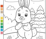 Coloriage Lapin avec les oreilles en haut par num&eacute;ro