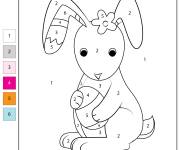 Coloriage Lapin de P&acirc;ques num&eacute;rot&eacute; de 1-6