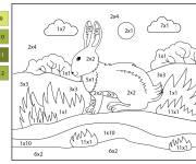 Coloriage Lapin en multiplication num&eacute;rot&eacute;