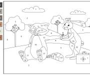 Coloriage Lapin en role de coteur du foret par num&eacute;ro