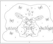 Coloriage Lapin et lapine amoureux