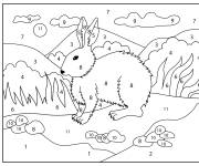 Coloriage Lapin gratuit &agrave; colorier par num&eacute;ro