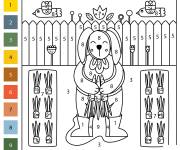 Coloriage Lapine dans le champs des carottes par num&eacute;ro