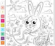 Coloriage Lapins de P&acirc;ques d&eacute;corant des &oelig;ufs