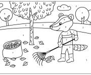 Coloriage Le blaireau nettoie les d&eacute;chets