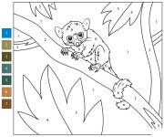 Coloriage Le l&eacute;murien souris par num&eacute;ro