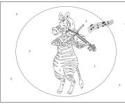 Coloriage Le z&egrave;bre joue du violon num&eacute;rot&eacute;