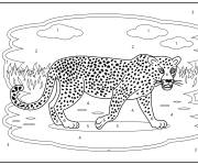 Coloriage L&eacute;opard adulte par num&eacute;ro en couleur