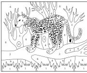 Coloriage L&eacute;opard au crayon cp par num&eacute;ro