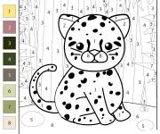 Coloriage L&eacute;opard en miniature num&eacute;rot&eacute;