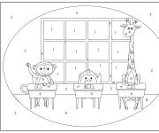 Coloriage Les animaux &agrave; l'&eacute;cole num&eacute;rot&eacute;
