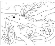 Coloriage L&eacute;zard heureux cp par num&eacute;ro