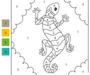Coloriage L&eacute;zard vue de haut par num&eacute;ro