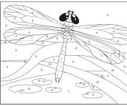 Coloriage Libellule adulte num&eacute;rot&eacute; de 1-11