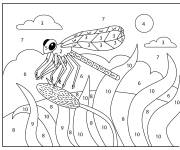 Coloriage Libellule d&eacute;taill&eacute; par num&eacute;ro de 1-10