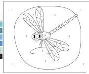 Coloriage Libellule dr&ocirc;le num&eacute;rot&eacute;
