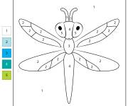 Coloriage Libellule num&eacute;rot&eacute; de 1-5