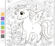 Coloriage Licorne kawaii par num&eacute;ro