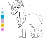 Coloriage Licorne num&eacute;rot&eacute; de 1 &agrave; 6