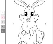 Coloriage li&egrave;vre souriant par num&eacute;ro