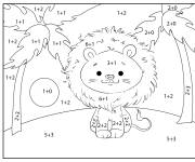 Coloriage Lion en addition par num&eacute;ro