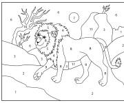 Coloriage Lion heureux cp num&eacute;rot&eacute; de 1-11