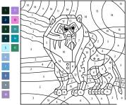 Coloriage Lion num&eacute;rot&eacute; de 1-15