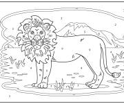 Coloriage Lion roi de la Jungle par num&eacute;ro