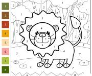 Coloriage Lion vectoriel kawaii par num&eacute;ro