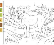 Coloriage Lionne num&eacute;rot&eacute; de 1-14 pour ce1