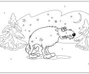 Coloriage Loup arctique num&eacute;rot&eacute;