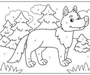 Coloriage Loup gentil en souriant par num&eacute;ro