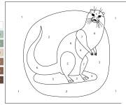 Coloriage Loutre &agrave; deux pattes par num&eacute;ro