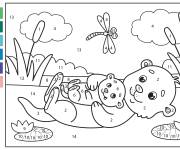 Coloriage Loutre jouant avec sa peluche