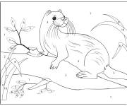 Coloriage Loutre sur les branches de l'arbre par num&eacute;ro