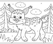 Coloriage Lynx kawaii num&eacute;rot&eacute; de 1-11