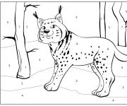 Coloriage Lynx style dessin anim&eacute; dans la nature
