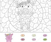Coloriage Magique cochon mignon num&eacute;rot&eacute;
