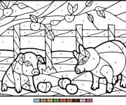 Coloriage Magique cochons num&eacute;rot&eacute;