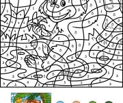 Coloriage Magique singe num&eacute;rot&eacute;