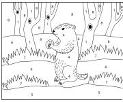 Coloriage Marmotte en repas par num&eacute;ro de 1-8