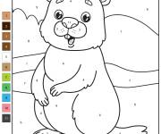 Coloriage Marmotte simple kawaii cp par num&eacute;ro