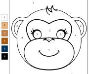 Coloriage Masque de singe mignon num&eacute;rot&eacute;