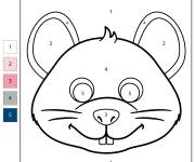 Coloriage Masque de souris num&eacute;rot&eacute; de 1-5