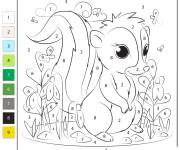 Coloriage Mouffette kawaii par num&eacute;ro
