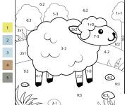 Coloriage Mouton en math&eacute;matique par num&eacute;ro