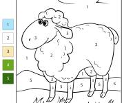 Coloriage Mouton par num&eacute;ro pour enfants