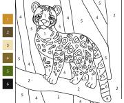Coloriage Ocelot kawaii par num&eacute;ro